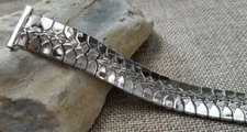 19 mm VINTAGE EVERBRITE GENUINE STAINLESS STEEL SILVER STRETCH WATCH BAND New