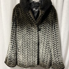 Hannah By Mar Lo Faux Fur Hooded Toggle Button Coat Size Med