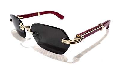 CARTIER Tulip Tree Wood Gold / Red Sunglasses CT0362S - 004
