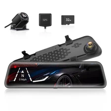 WOLFBOX G840S 4K Mirror Dash Cam Rear View Mirror Dash Cam Front and Rear Camera