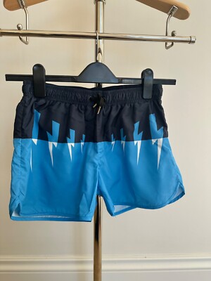 NEIL BARRETT   blaue Designer-Badeshorts Lightning Bolt für Jungen   12 Jahre
