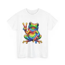 Humorous Gifts for Frog lover Tie-Dye Frog Peace Sign Hippie T-Shirt