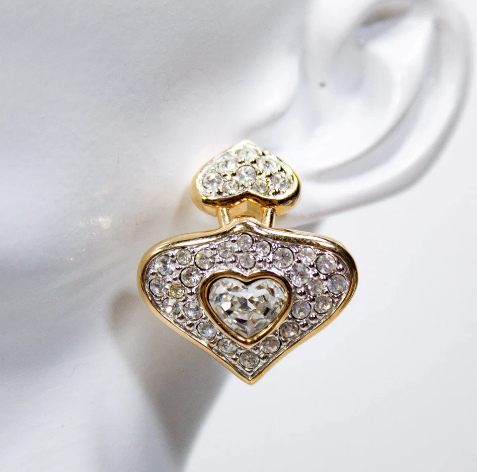 Pendientes SWAROVSKI Corazón Pavimentado Amor Par Marcado Tono Dorado Cristal Foto 2 de 4