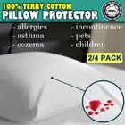 6x Waterproof Pillow Protector Terry Cotton Cover Case Breathable Anti Allergy