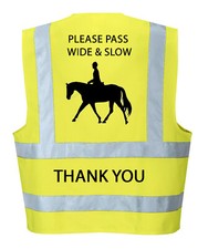 "Equestrian Horse Riding Safety Hi Viz Vest - 'Please Pass Wide And Slow'"