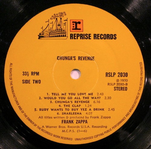 FRANK ZAPPA "CHUNGA'S REVENGE" lp UK olive cover n/mint - Picture 4 of 4