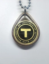 TEARDROP  T token Pendant souvenir  (BOSTON MBTA  transit token ) coin rings too