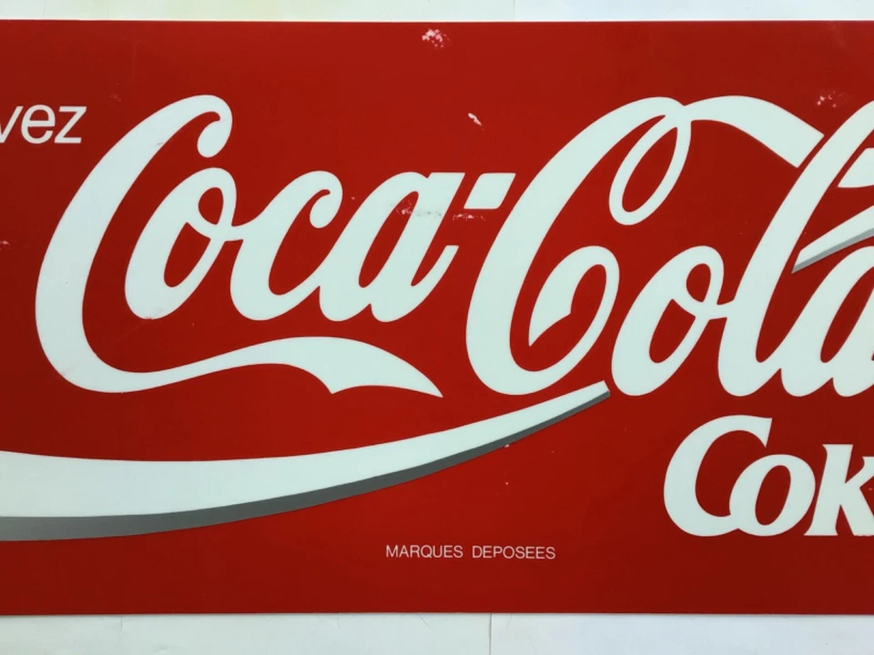 ANCIENNE PLAQUE PLEXIGLASS BUVEZ COCA COLA COKE MARQUES DÉPOSÉES 74 CM VINTAGE - Photo 3/4