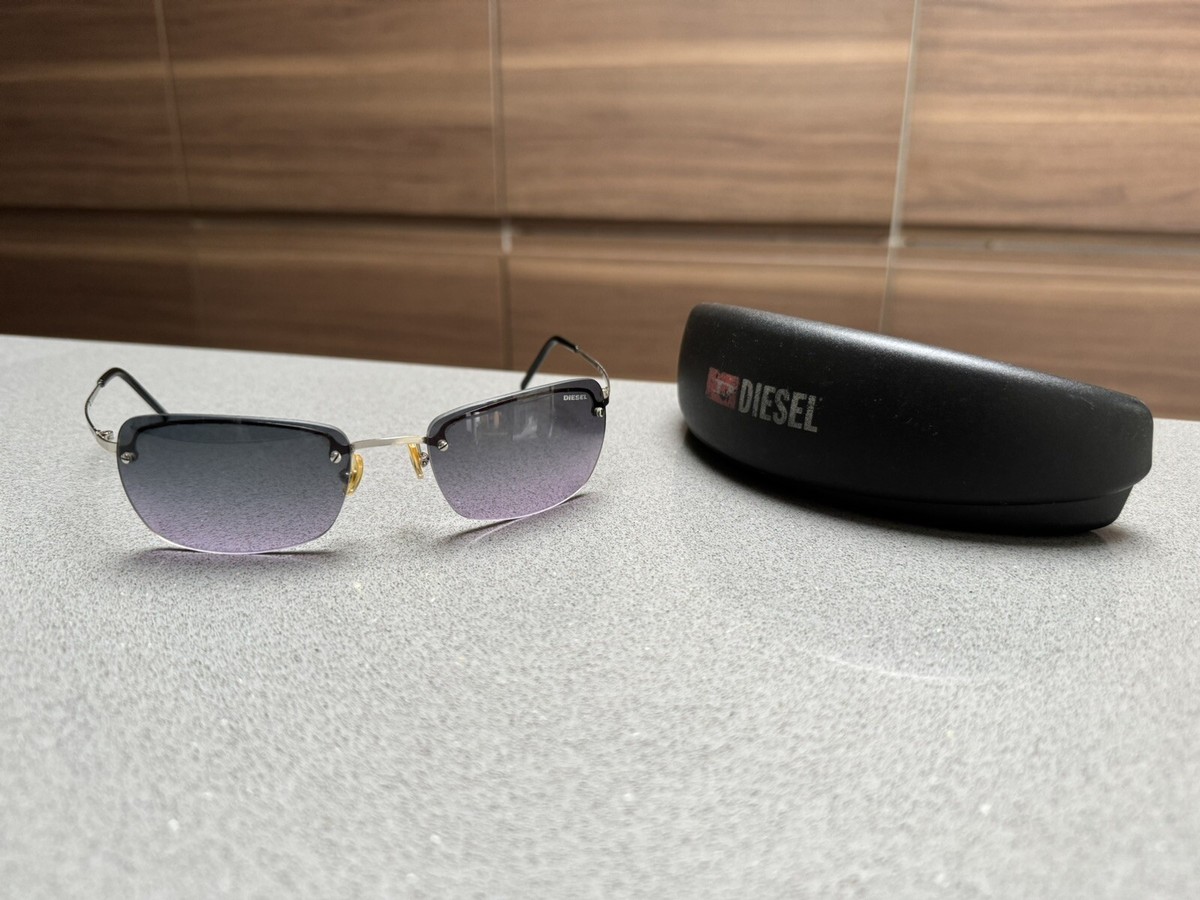 Diesel Purple Tinted Semi Rimless Y2K Vintage 2000s Sunglasses Diesel Wimbi YB7T9, Vintage 2000s Tinted Lenses Silver Wrap  main image 3