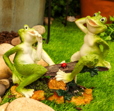 Ebros Garden Whimsical Frogs Sitting On Seesaw with Ladybug Statue 7.75'' L