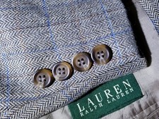Ralph Lauren 48R Orange Blue Gray Check Tweed Wool Blazer Jacket sport Coat