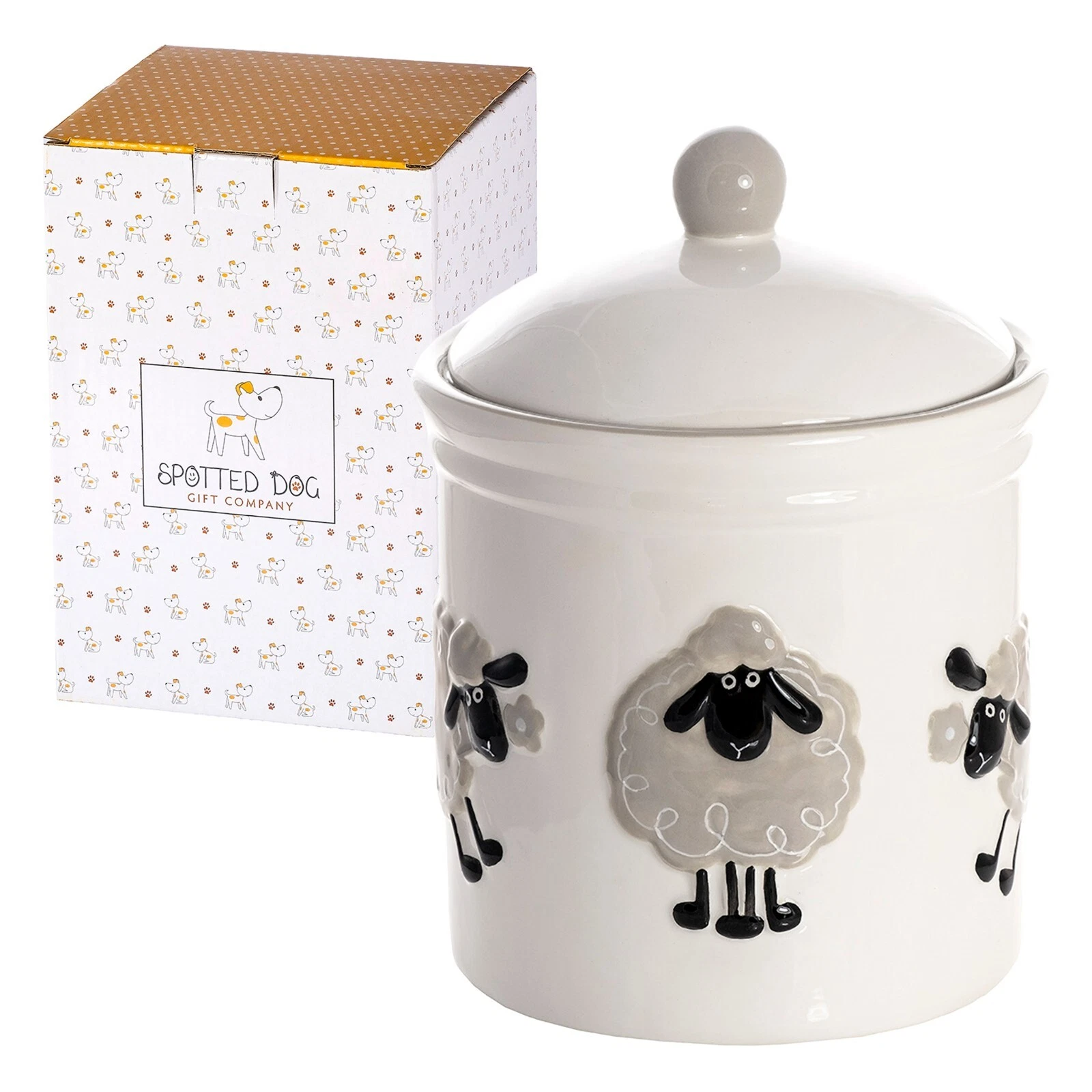 Ceramic Storage Jar with Lid Kitchen Canister Container Sheep Themed Gift 1.25L
Opens in a new windo