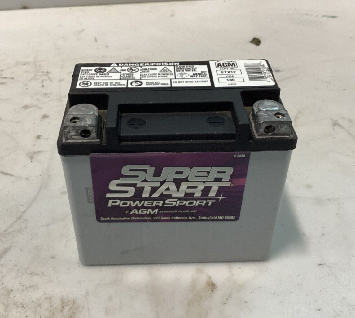 SUPER START Power Sport AGM Battery ETX12 Manufacture Date 0820
