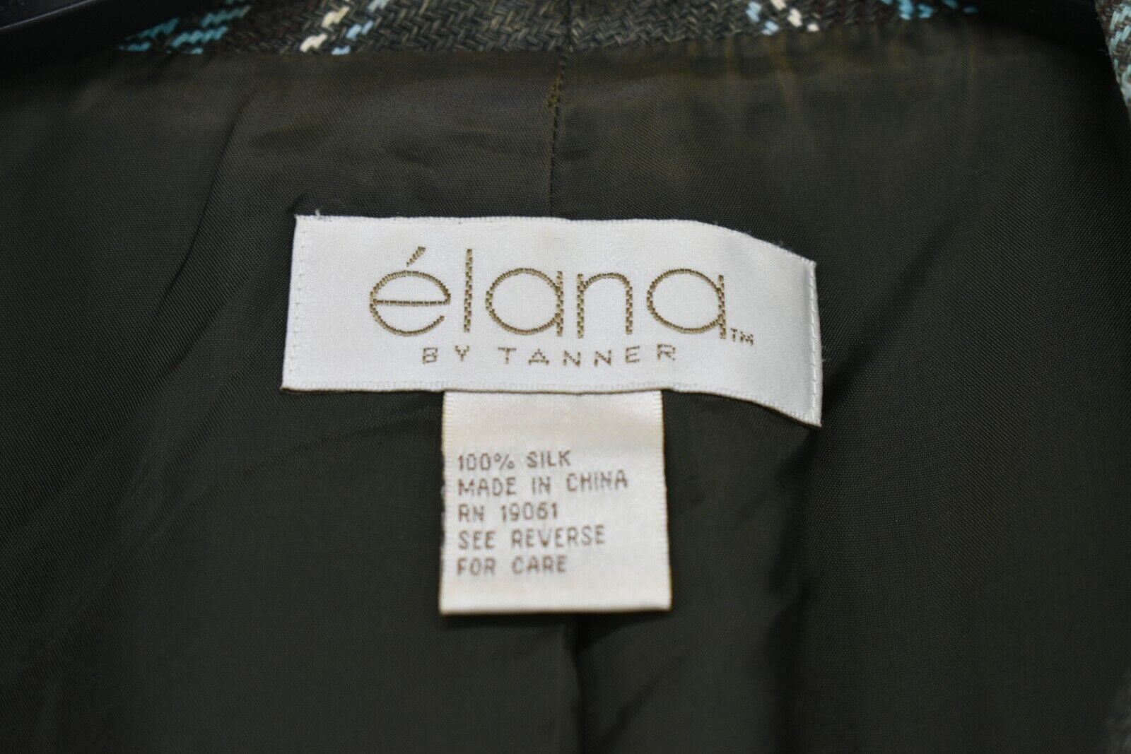 Elana By Tanner Womens Green Plaid Long Coat Silk Button Closure Pockets 16