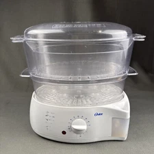 OSTER Double Tiered Food Steamer 6.1 Qt Capacity Model 5711 Working White