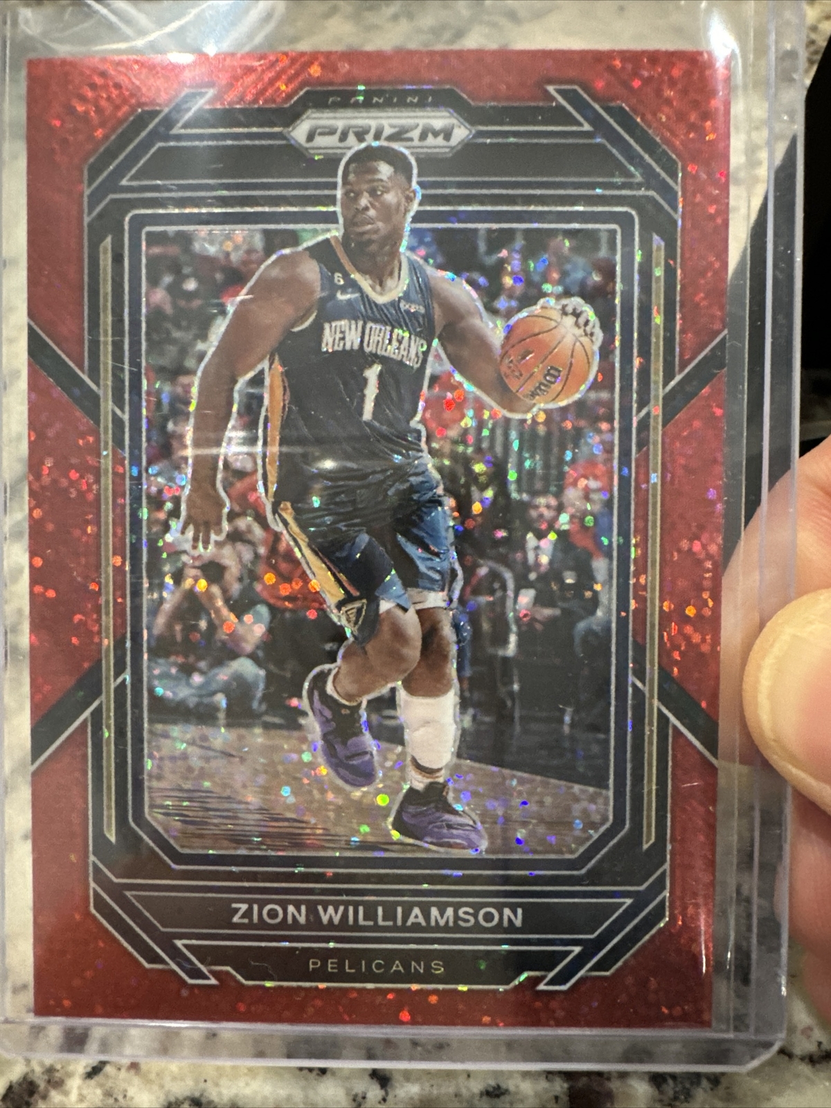 2022-23 Prizm Zion Williamson Red Sparkle Prizm #214 Pelicans