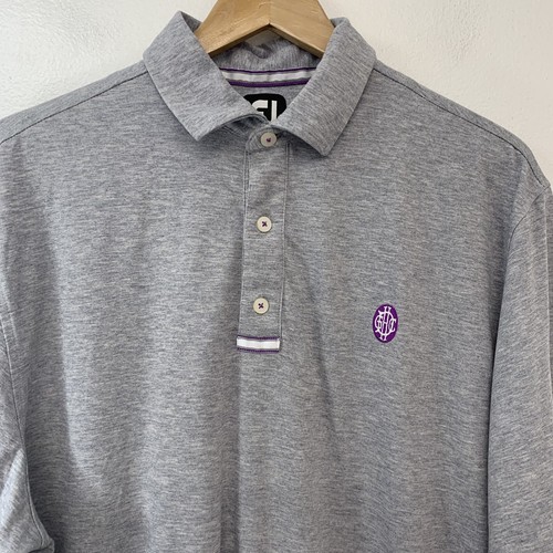 FootJoy Mens Polo Large Gray Short Sleeve Lightweight Stretch Golf Workwear Logo - Picture 2 of 12