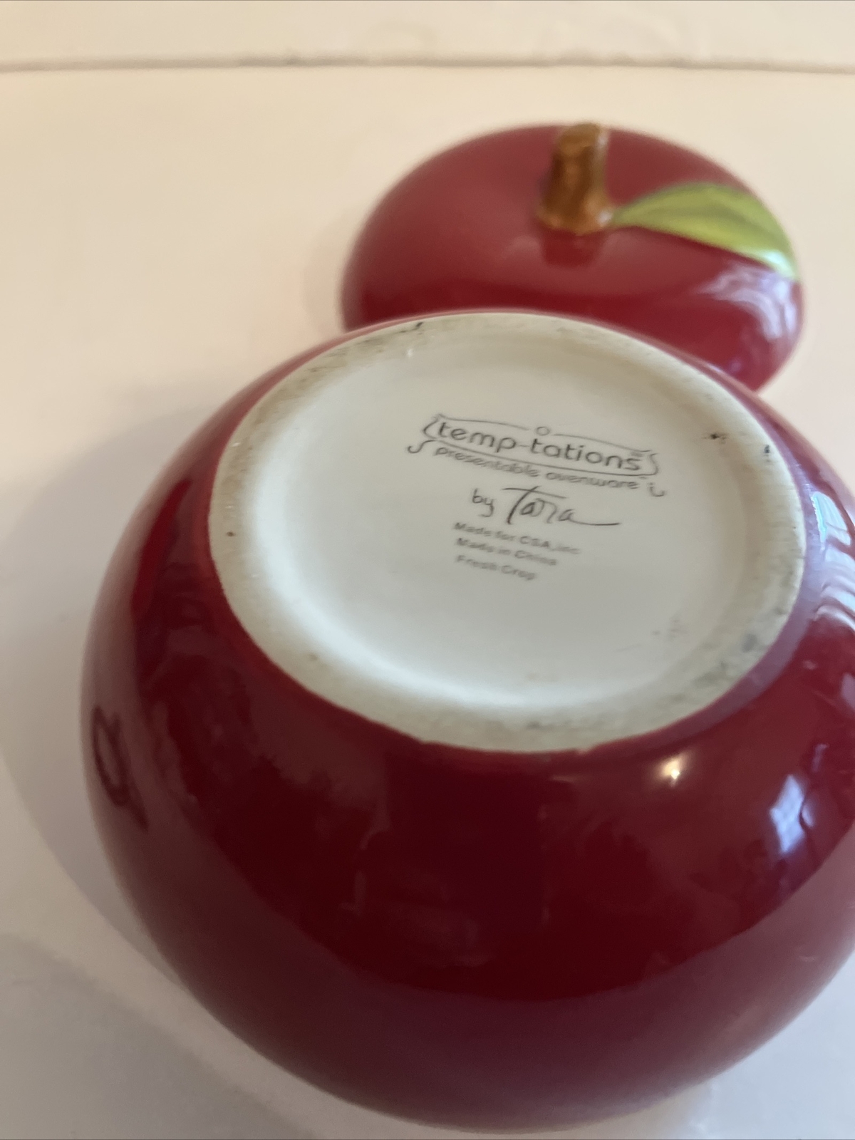 Apple Baking Dish Temptations by Tara Ovenware Cookie Treat Jar Cherry