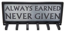Always Earned Never Given Spartan Race Sports Medal Holder Hanger Display Rack 