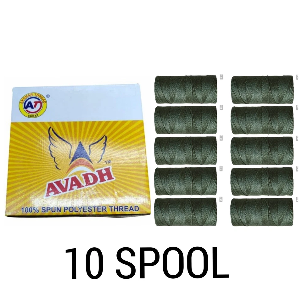 Avadh Spun Polyester BLACKISH GREEN Thread suitable for all types of sewing - Image 3 of 3