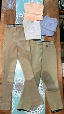 Horseback Riding Clothing Lot Millers Breeches Pants 24 Long Sleeve Shirts 34