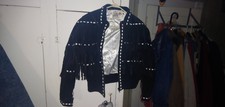 Vintage Sea Dream Leather Cropped Jacket Women's Fringe