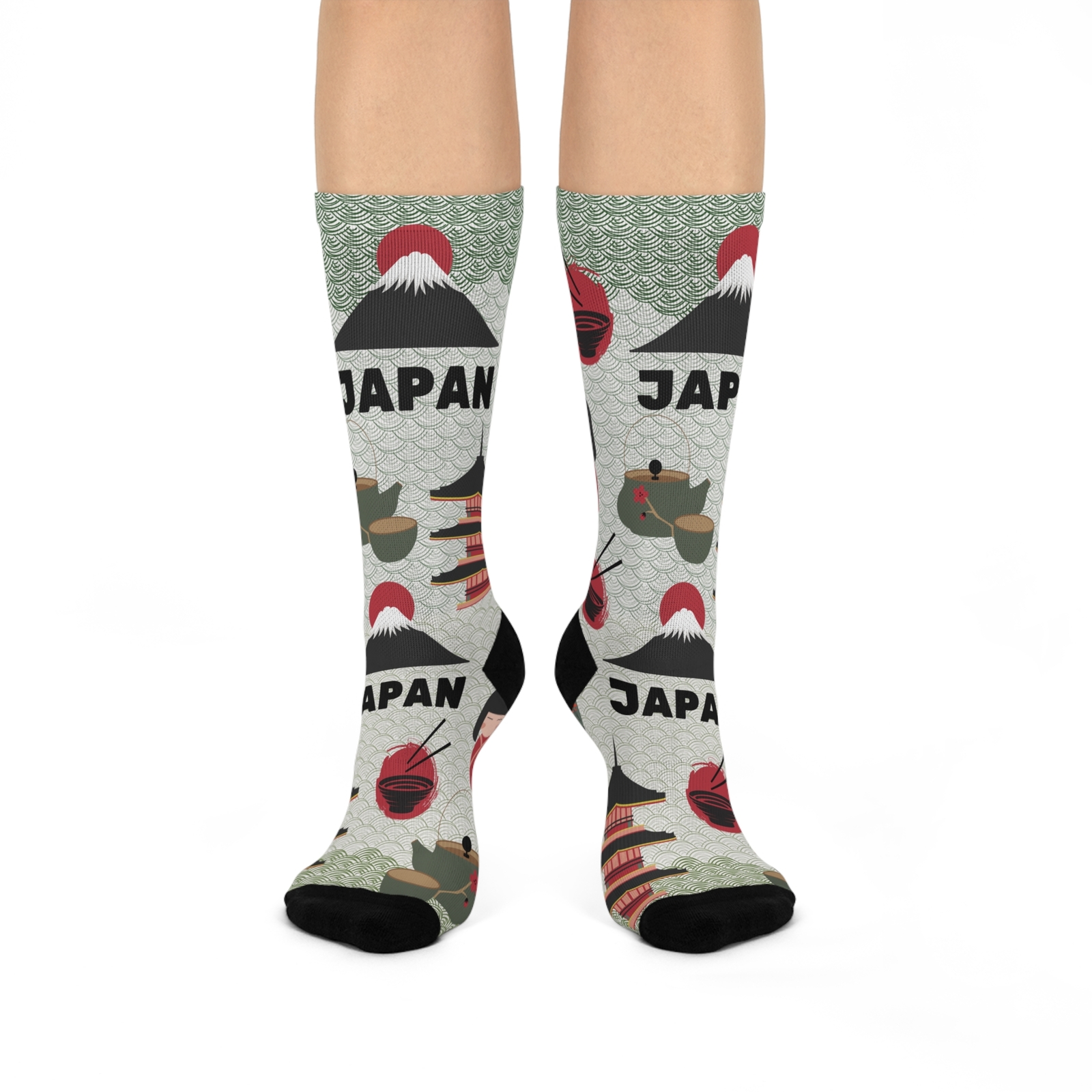 Japan Crew Socks Geisha Unisex Stretchy Lightweight Colorful 1 Size Original NEW-image