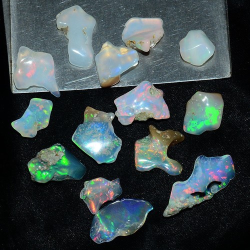 14 Pcs Natural Ethiopian Opal Rough Lot Top Grade Play Of Colors Loose Gemstones - Picture 5 of 9