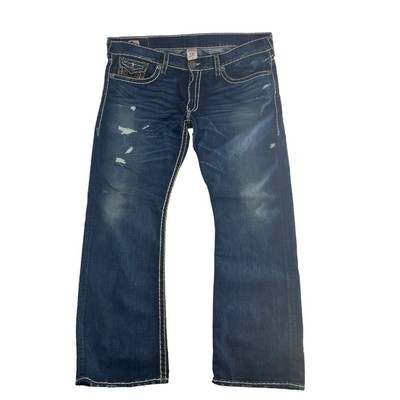 Vintage True Religion Jeans Mens 42x34 Blue Y2K Flap Pocket USA 