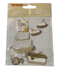 50th Golden Anniversary Cake Jolee's Boutique Dimensional Scrapbook Stickers 