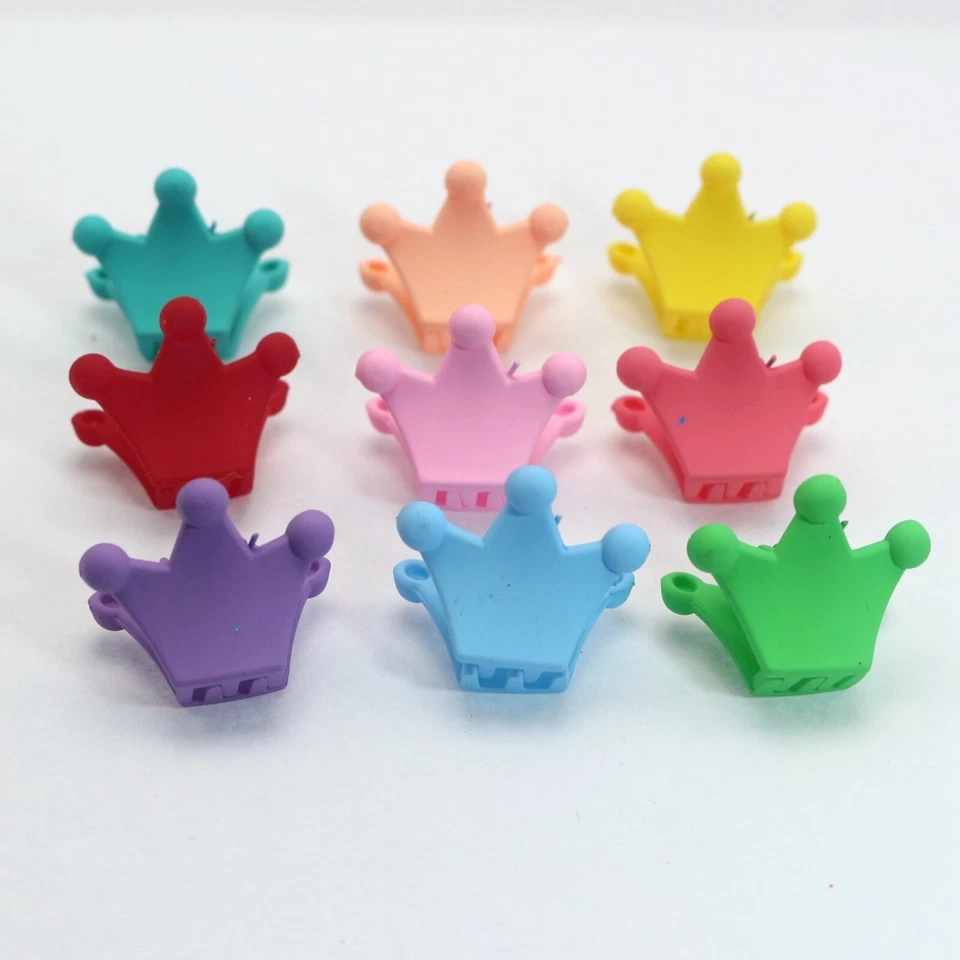20 lindas pinzas para el cabello mini corona de plástico de colores mezclados pinzas para el cabello pequeñas de 22 mm Foto 3 de 4
