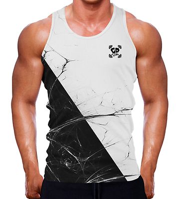 Shredded weiß und schwarz Tank Weste Gym Männer Crossfit Riemen Trainingsausrüstung Zug