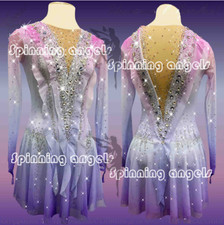 Ice Skating Adult Figure skating Dress Gymnastics Costume pink dyeing purple