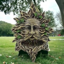 Green Man Bird Feeder Fantasy Art Tree Garden Ornament Pagan Decor Gothic Plaque