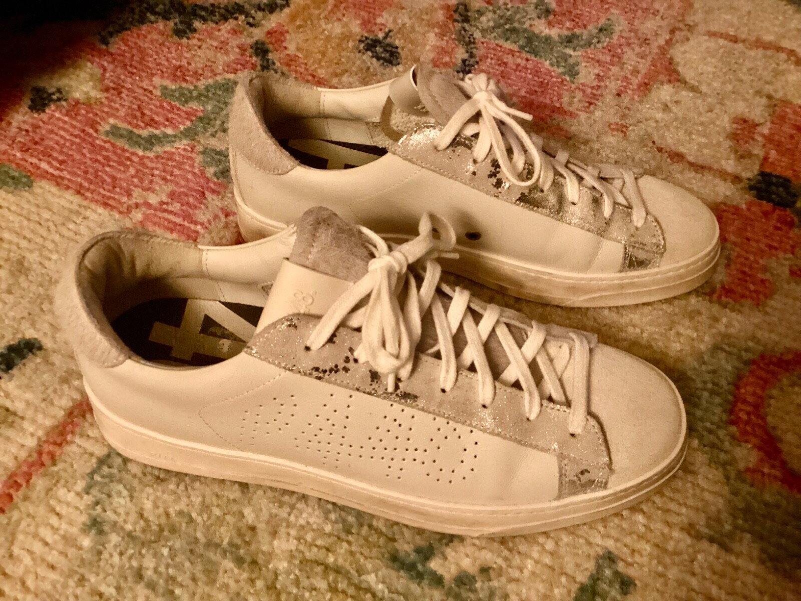 PONY Sneakers P448 grigio argento metallizzato scamosciato pelo di cavallo bianco John taglia 10 5 41