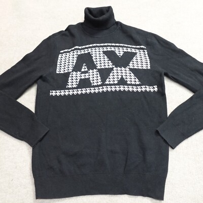 Armani Exchange Sweater Medium Black Turtleneck Cotton Cashmere