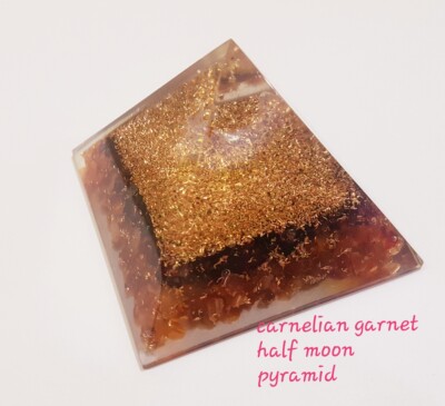 Carnelian Garnet & Opalite Moon Orgone Protection Continuous Energy Pyramid