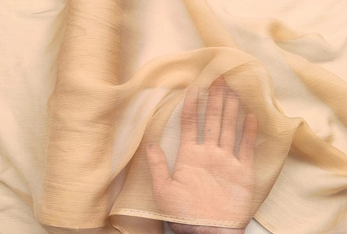 55''Wide Solid Silk Crinkled Chiffon Fabrics Scarf Material Silk Georgette Crepe - Picture 6 of 27
