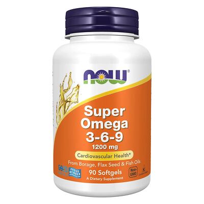 NOW Super Omega 3-6-9 - 90 Softgels, Brain Support, Cardiovascular Health
