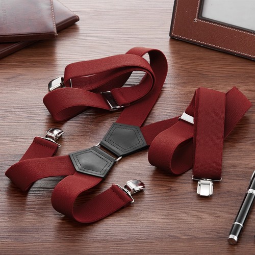 Buyless Fashion Suspenders Mens - 48" Elastic Adjustable Straps 1 1/4" - X Shape - Picture 54 of 91