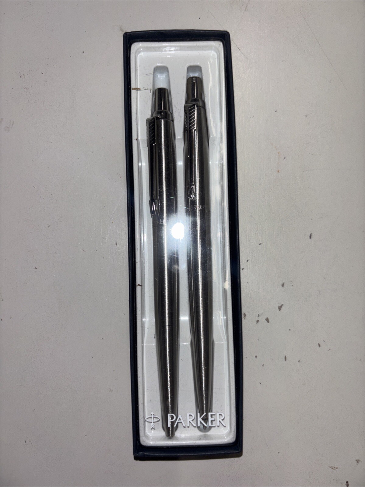 Parker Jotter Pen & Mechanical Pencil Set Brushed Stainless Steel Vintage 90’s
