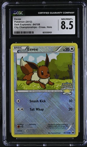 CGC 8.5 Eevee 84/108 Dark Explorers Cross Hatch Holo City Championships Pokemon