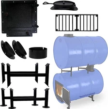 Barrel stove kit with adapter kit & burn barrel grate-Perfect for 55 Gallon Drum