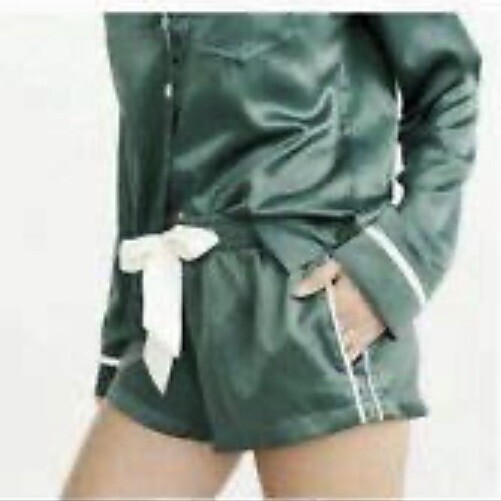 Abercrombie and Fitch Green Satin Sleep Shorts Size Large