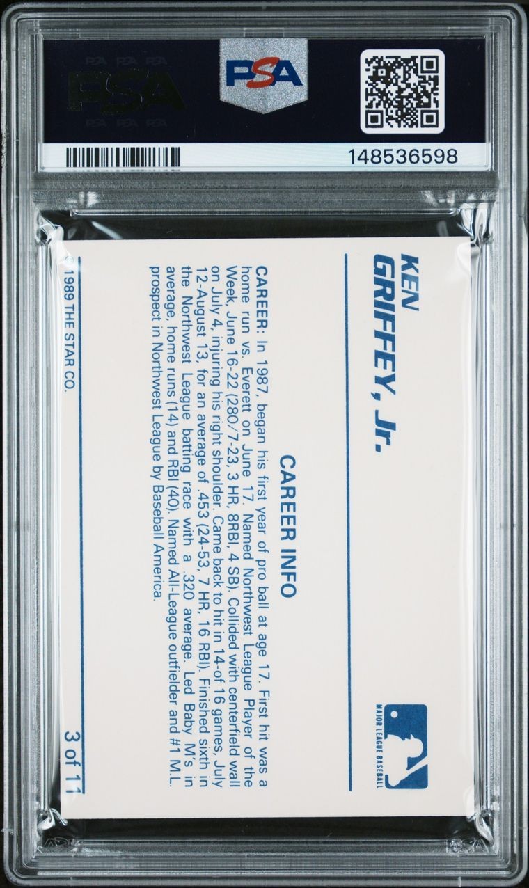 1989 STAR KEN GRIFFEY JR PSA 9 MINT CAREER INFO WHITE BACK  MARINERS  #3 MLB view 2