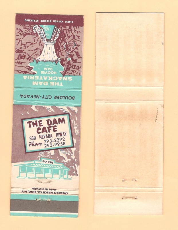 THE DAM CAFE HOOVER DAM BOULDER CITY NEVADA MATCHBOOK COVER