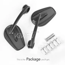 Bar end mirrors mat black real carbon fiber hollow bar ID 14-24mm fits Kawasaki