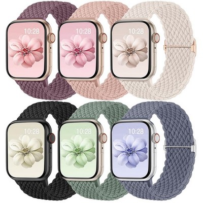 6 Pack Braided Stretchy Bands Compatible with Apple Watch Band 38mm 40mm 41mm...