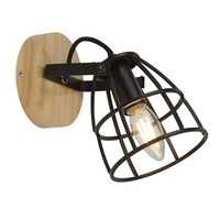 Wandlampe Wandleuchte Gummibaum Stahl Strahler Verstellbar Flurlampe Holz