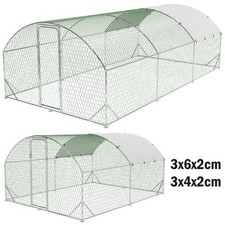 Large Metal Chicken Coop Walk In Chicken Run Galvanized with Cover